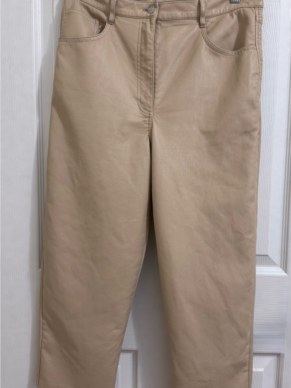 Aritzia - Wilfred Leather Wide-Leg Pants in Light Tan